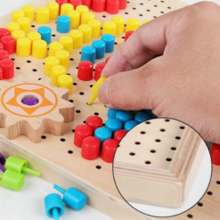 Joc mozaic lemn cu butoni mari, Mosaic, 3 ani+