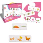 Set 20 Puzzle-uri de asociere cu 3 piese din lemn - Evolutie, 60 piese