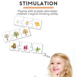 Set 20 Puzzle-uri de asociere cu 3 piese din lemn - Evolutie, 60 piese