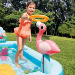 Piscina pentru copii cu Tobogan si Fantana, 257 x 216 x 84 cm