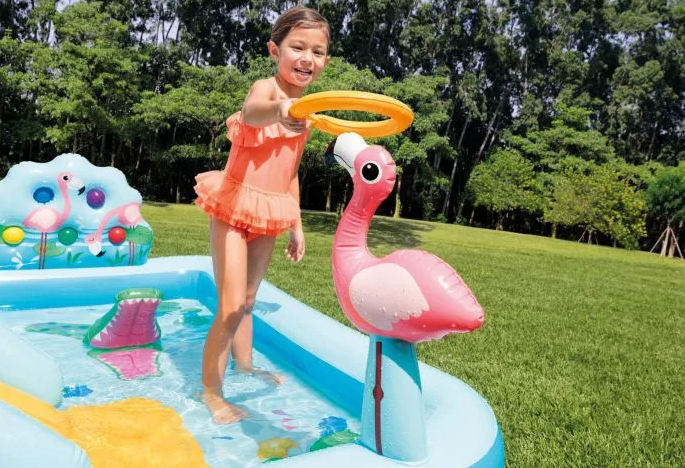 Piscina pentru copii cu Tobogan si Fantana, 257 x 216 x 84 cm