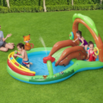 Piscina pentru copii cu Tobogan si Fantana, 295 x 199 x 130 cm