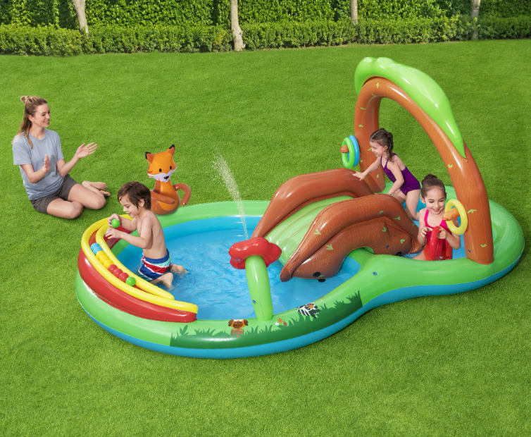 Piscina pentru copii cu Tobogan si Fantana, 295 x 199 x 130 cm