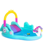 Piscina pentru copii cu Tobogan si Fantana, Unicorn, PVC, 274 x 195 x 137 cm