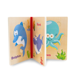 Carte Puzzle din lemn - Animale marine, 3 ani