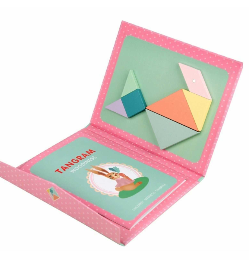 Carte magnetica tip tangram cu 7 piese, 96 modele, 3 ani