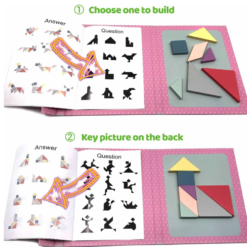 Carte magnetica tip tangram cu 7 piese, 96 modele, 3 ani