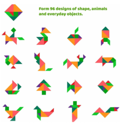 Carte magnetica tip tangram cu 7 piese, 96 modele, 3 ani