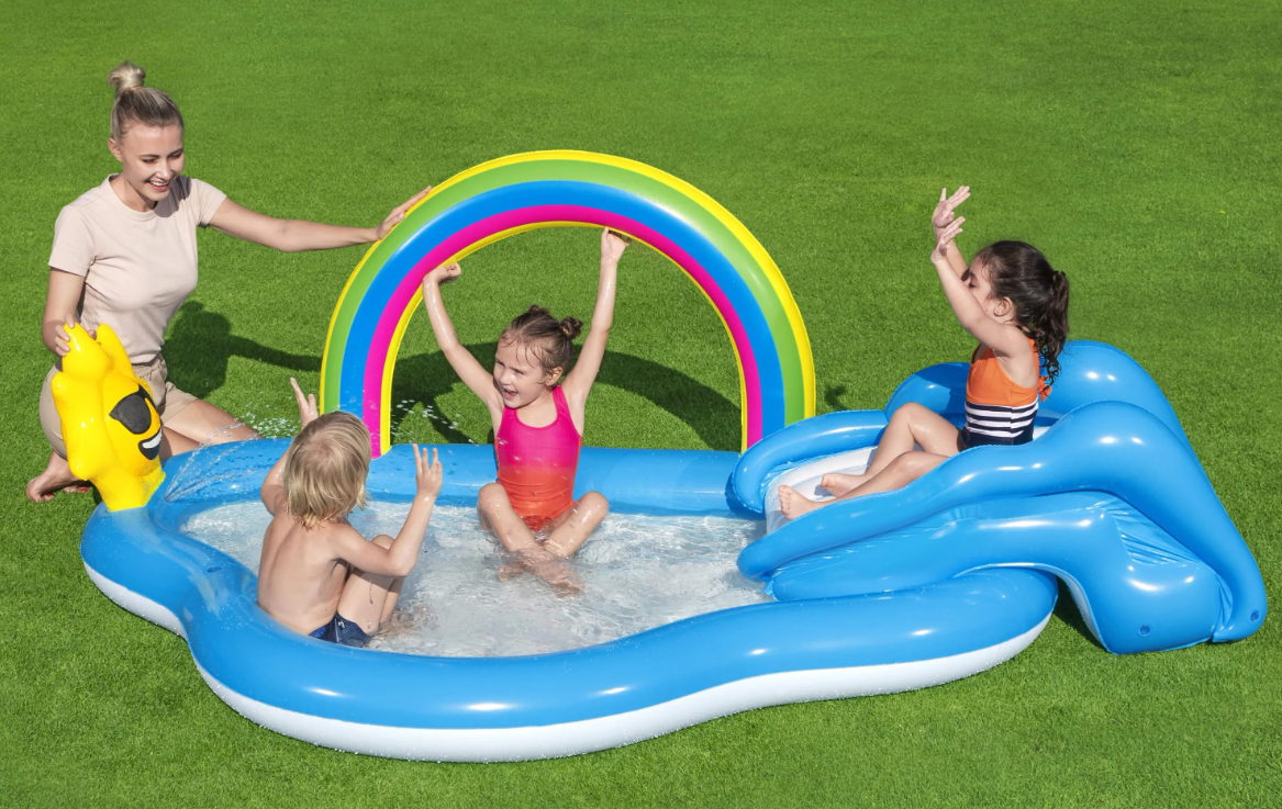 Centru de joaca copii, Bestway Rainbow 53092, gonflabil, PVC, 257 x 145 x 91 cm