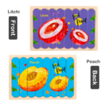 Puzzle creativ cu benzi de potrivire, din lemn - Fructe