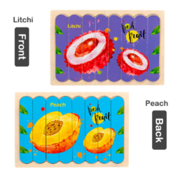 Puzzle creativ cu benzi de potrivire, din lemn - Fructe