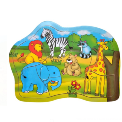 Puzzle educativ din lemn cu animale salbatice (9 piese) 17,8x23,8 cm