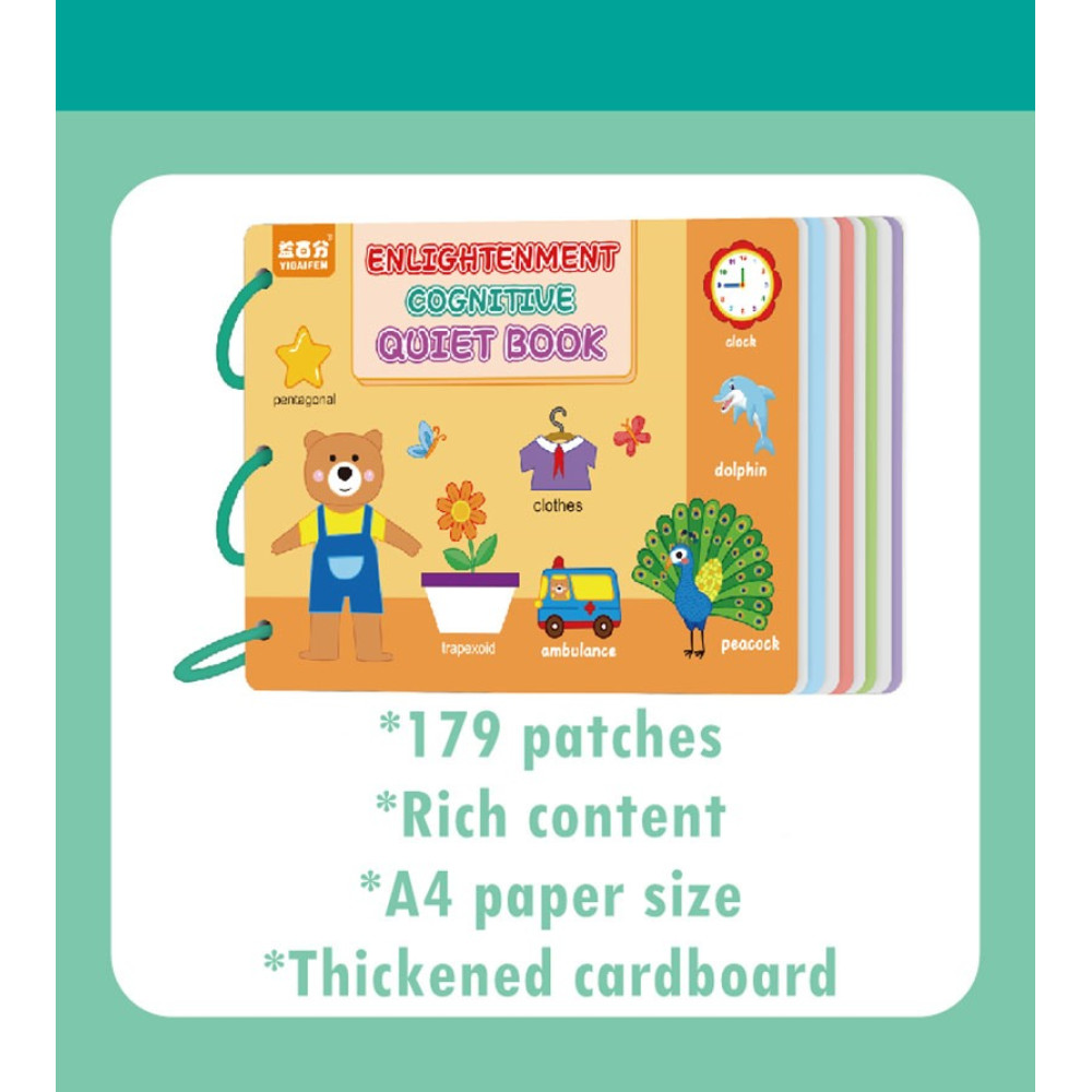 Carte senzoriala si educativa cu stickere reutilizabile, 2 ani+