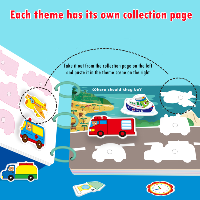 Carte senzoriala si educativa cu stickere reutilizabile, 2 ani+