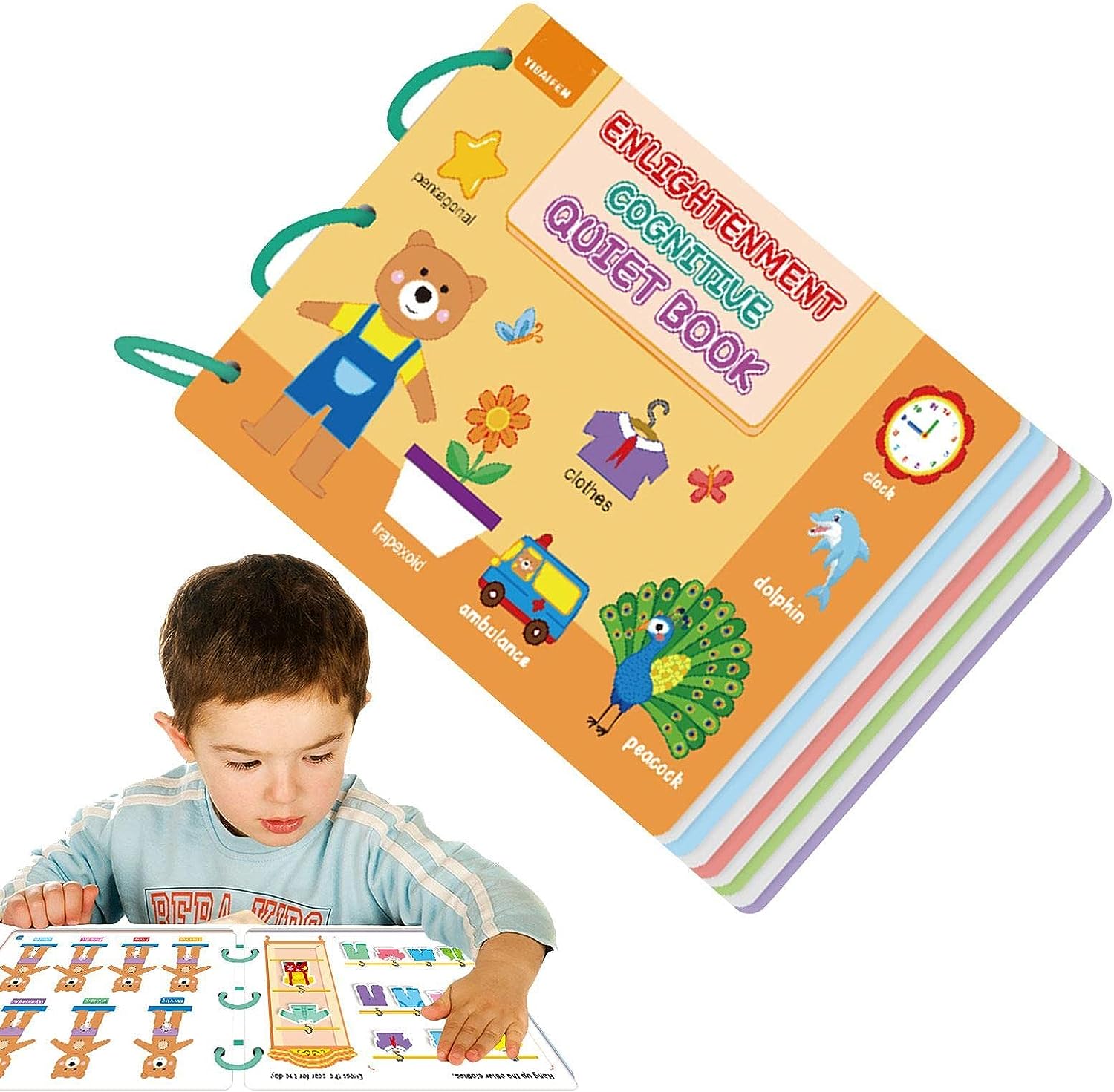 Carte senzoriala si educativa cu stickere reutilizabile, 2 ani+