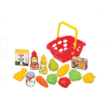 Cos pentru cumpaturi, cu accesorii, 14 alimente, 3 ani+