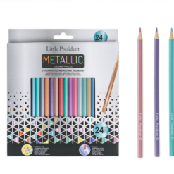 Creioane Colorate Subtiri - 24 BUC, Culori Metalizate