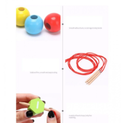 Joc de tip Montessori, set 75 margele din lemn, 3 ani