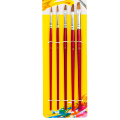 Set 5 pensule pictura cu par natural si varf plat