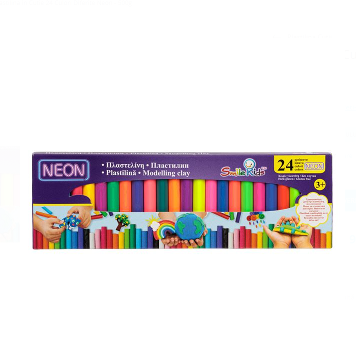 Set Plastilina, 24 culori neon, 500 grame