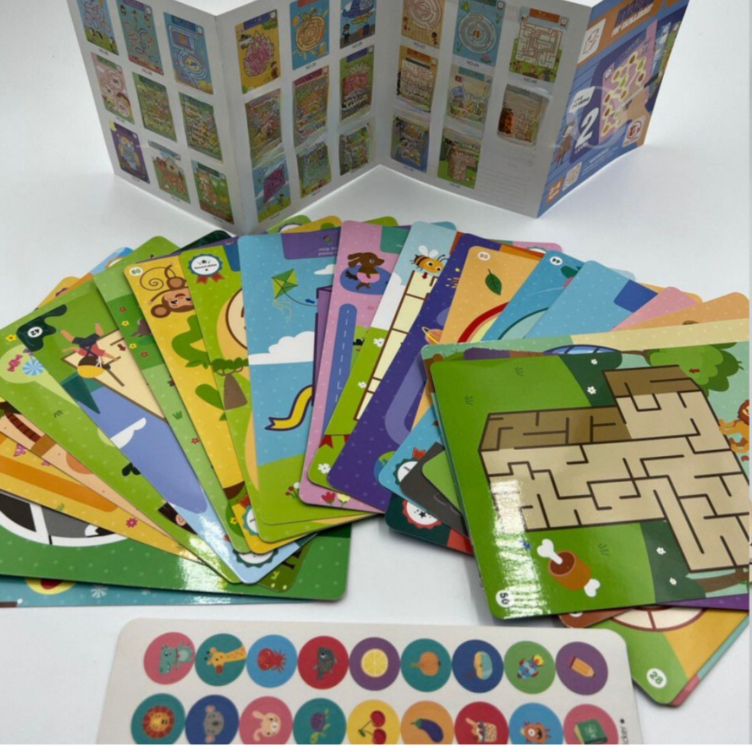 Joc Labirint cu Planse Reutilizabile,educative pentru copii, 50 modele, 5 ANI+