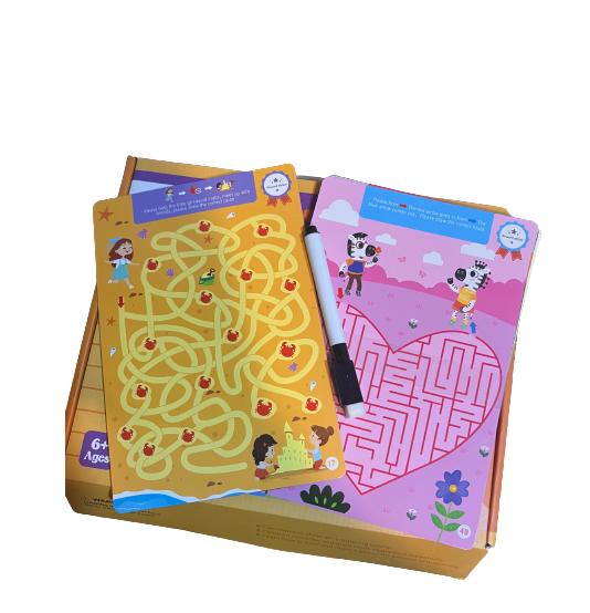 Joc Labirint cu Planse Reutilizabile,educative pentru copii, 50 modele, 5 ANI+