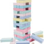 Joc de societate Jenga, 54 piese din lemn colorate, 3 ani+