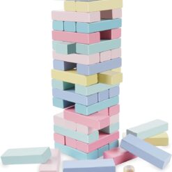 Joc de societate Jenga, 54 piese din lemn colorate, 3 ani+