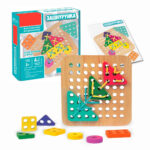 Joc Montessori de snuruit din lemn - Forme geometrice, 3 ani