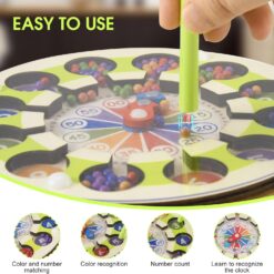 Joc multifunctinal de tip Montessori, Ceas si clasificarea culorilor, 3 ani