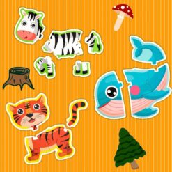 Puzzle magnetic, tip carte, Animale, 3 ani+, 53 piese 06