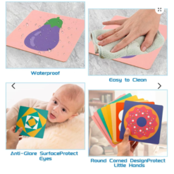 Set 20 carduri stimulare vizuala bebe, cartonase cu imagini, 6-12 luni