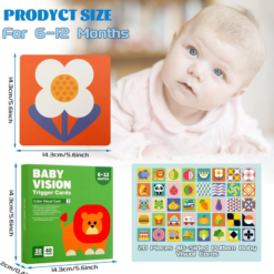 Set 20 carduri stimulare vizuala bebe, cartonase cu imagini, 6-12 luni