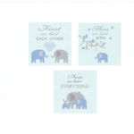 Set 3 tablouri decorative , Elefant, 25x25 cm