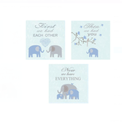 Set 3 tablouri decorative , Elefant, 25x25 cm