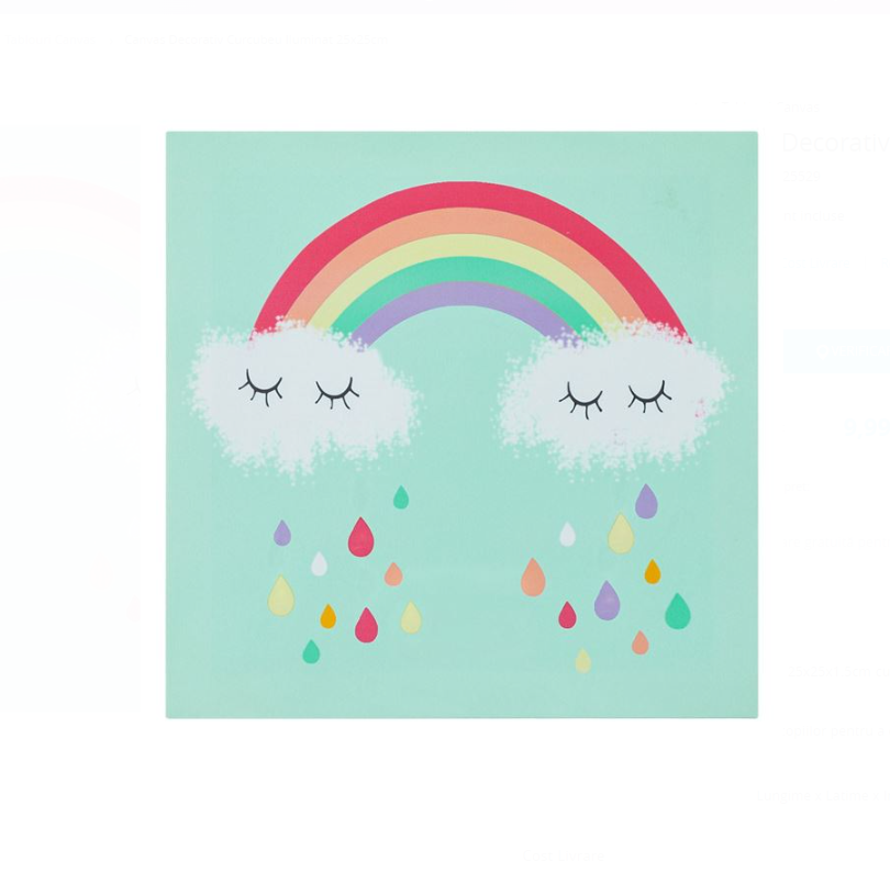 Tablou decorativ cu lumini colorate, Curcubeu, 25x25 cm