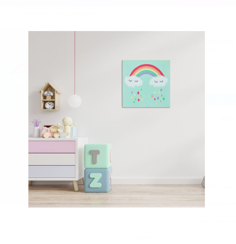 Tablou decorativ cu lumini colorate, Curcubeu, 25x25 cm