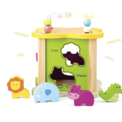 Cub Educativ bebe, din lemn cu 6 in 1 activitati, 18 luni+