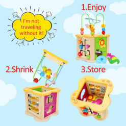 Cub Educativ bebe, din lemn cu 6 in 1 activitati, 18 luni+