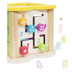 Cub Educativ bebe, din lemn cu 6 in 1 activitati, 18 luni+