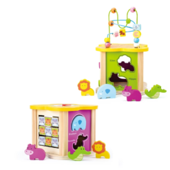 Cub Educativ bebe, din lemn cu 6 in 1 activitati, 18 luni+