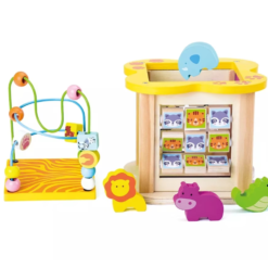 Cub Educativ bebe, din lemn cu 6 in 1 activitati, 18 luni+