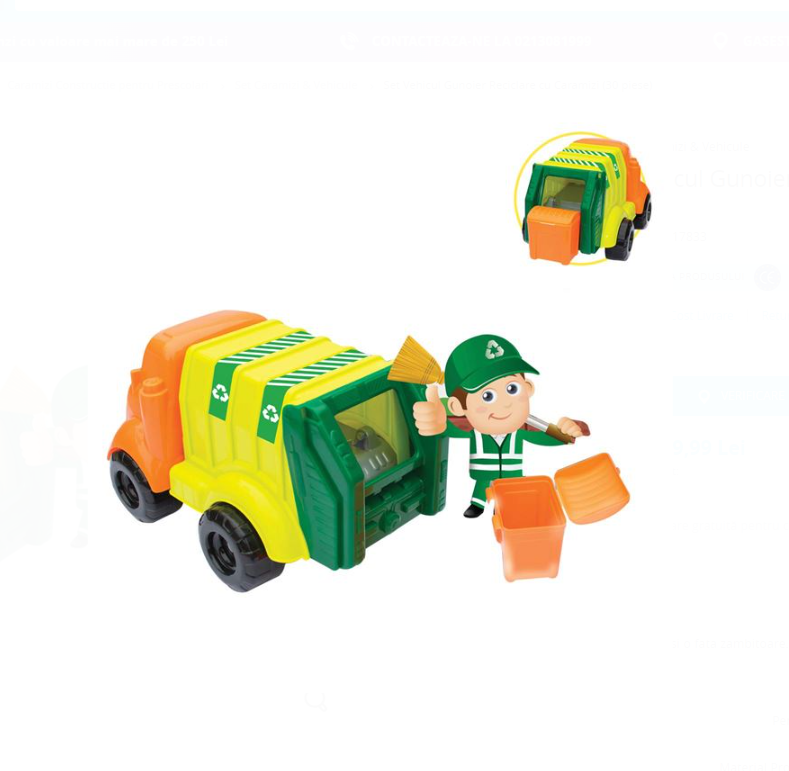 Cuburi de construit tip lego 30 piese mari, Masina reciclare