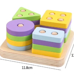 Joc educativ, Sortator forme geometrice pe 4 coloane, 3 ani