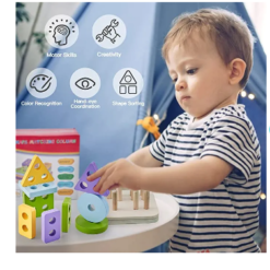 Joc educativ, Sortator forme geometrice pe 4 coloane, 3 ani