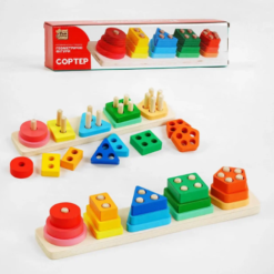 Joc sortator de forme, tip Montessori, 5 coloane