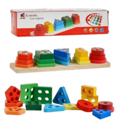 Joc sortator de forme, tip Montessori, 5 coloane
