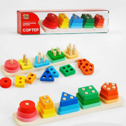 Joc sortator de forme, tip Montessori, 5 coloane