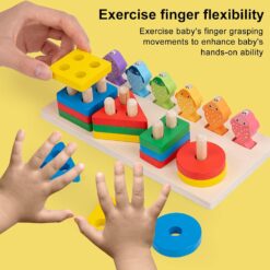 Jocul multifunctional tip Montessori, Sortator si joc de pescuit, 3 ani