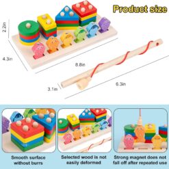 Jocul multifunctional tip Montessori, Sortator si joc de pescuit, 3 ani